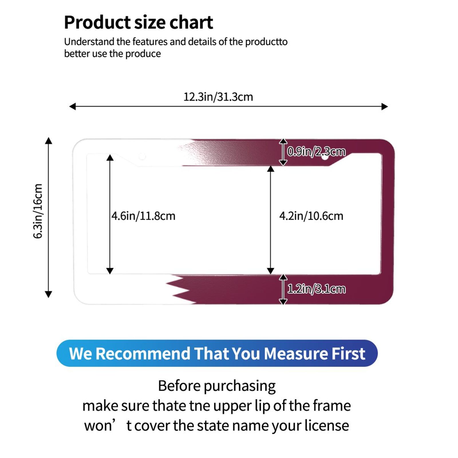 Flag of Qatar Pattern License  - Car Accessories Qatar 评论和价格